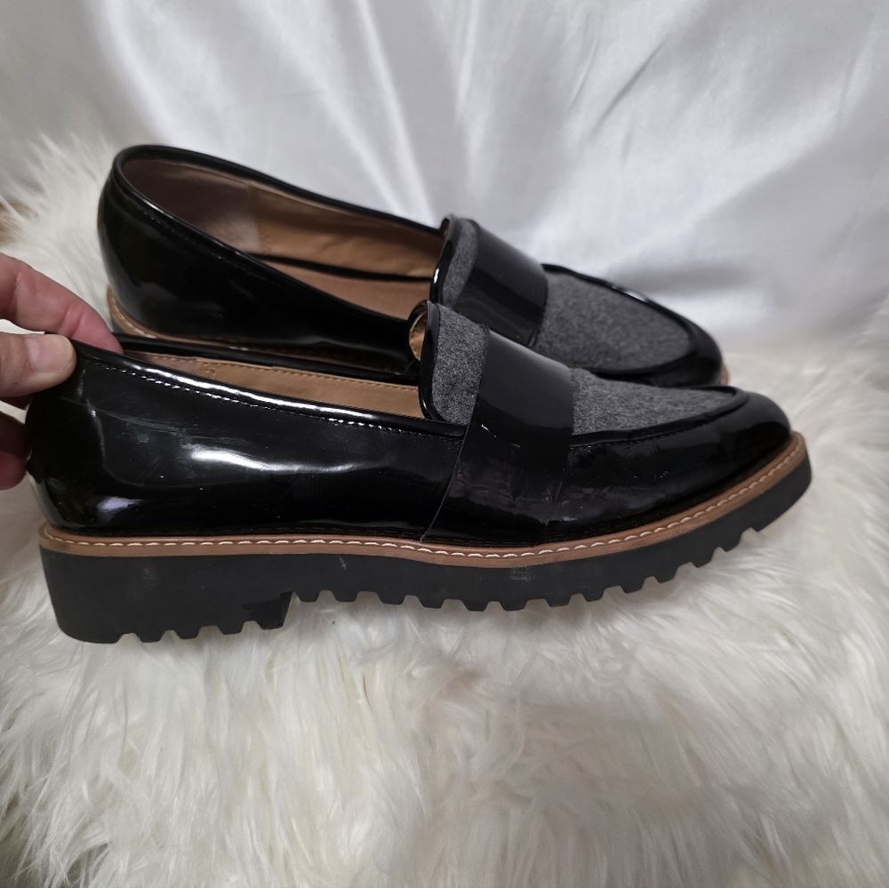 Halogen Black and Gray Leather & Wool Loafers - Picture 3 of 7